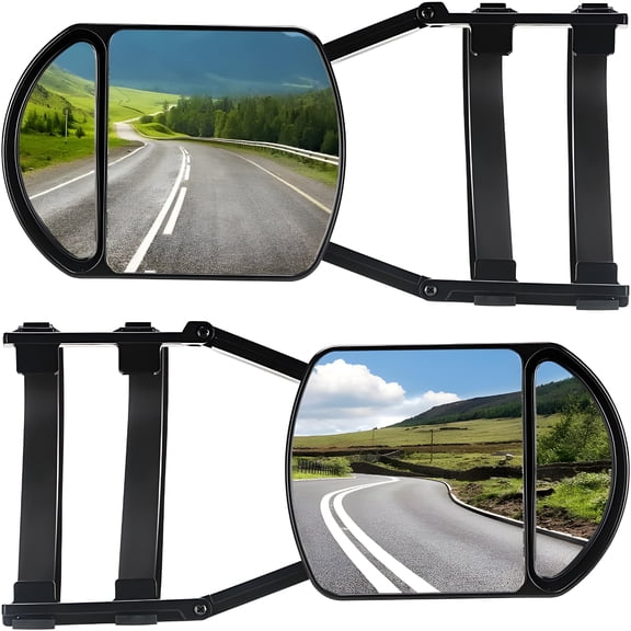 LADYGYM Universal Clip on Towing Mirrors Extension Towing Mirror 360 Degree Rotation Adjustable Dual View Tow Mirror for Vehicle Car Truck Trailer, 2 Pieces
