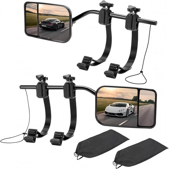 LADYGYM Universal Clip on Towing Mirrors Extensions for Towing, 360 Degree Adjustable Rotation Side Mirror Extenders for Towing, Convex Rearview Mirror