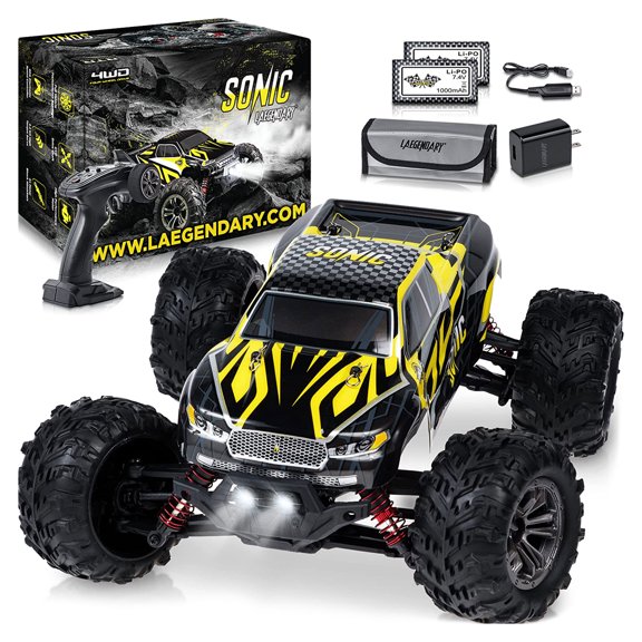 LAEGENDARY Sonic 1:16 Scale RC Off-Road Car, Up to 25 MPH, Black/Yellow