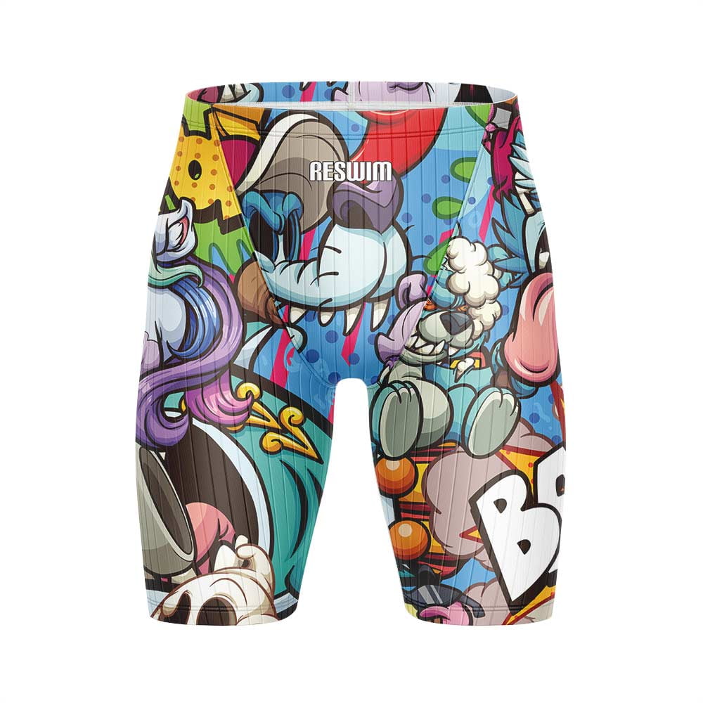 LAFANG 2024 Men‘s Jammers Athletic Training Swimsuit Cartoon Bathing