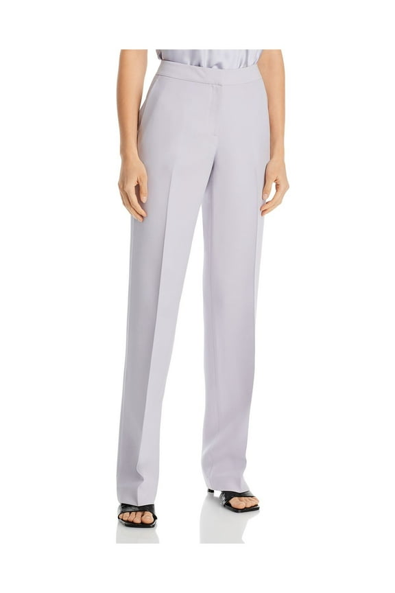 Womens Purple Zippered Pocketed Hook And Bar Closure Wear To Work Straight leg Pants 4