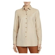 LAFAYETTE 148 Womens Beige Pocketed Vented Hem Cuffed Sleeve Collared Wear To Work Button Up Top M