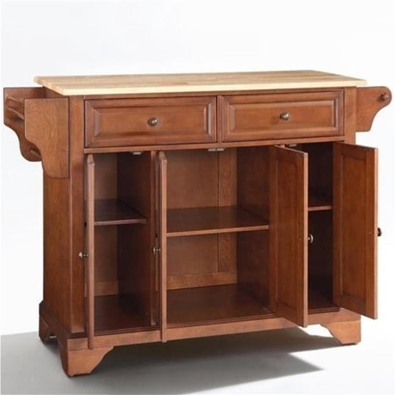 LAFAYETTE NATURAL WOOD TOP KITCHEN ISLAND IN CLASSIC CHERRY FINISH
