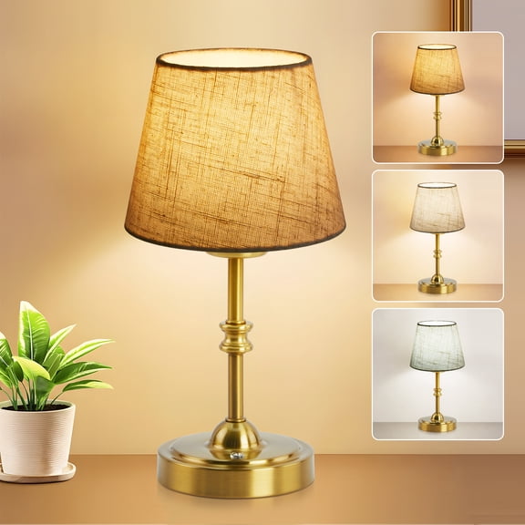 LAFAYTTE Cordless Table Lamp, Linen Shade Rechargeable Battery 3-Level Brightness Dimmable Desk Lamp, Modern Bedside Light for Bedroom, Home Decor