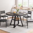 thumbnail image 1 of LAFGUR 47" Round Dining Table for 4,Wood Kitchen Dining Room Circle Dinner Pedestal Table ,Black, 1 of 9