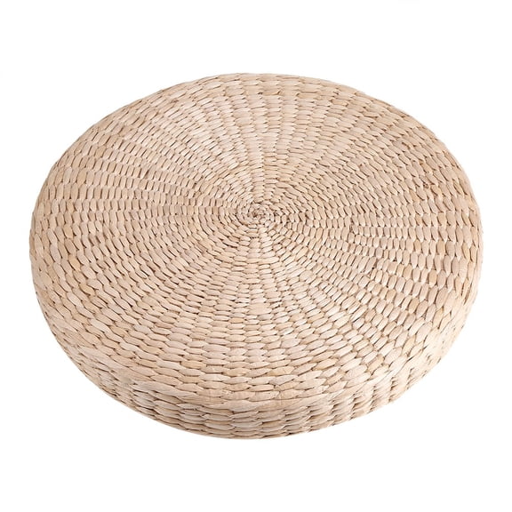 LAFGUR Round Woven Cotton Poufs, Beige