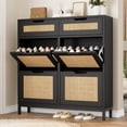 thumbnail image 1 of LAFGUR Shoe Cabinets with 4 Flip Drawers,Wooden Shoe Storage Organizer for Entryway,Hallway,Black, 1 of 9