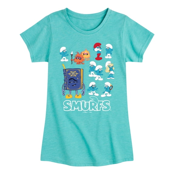 Smurfs- Smurf Grid - Youth Girls Fitted Short Sleeve T-Shirt