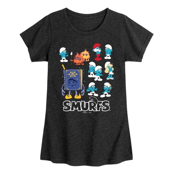 Smurfs- Smurf Grid - Youth Girls Fitted Short Sleeve T-Shirt