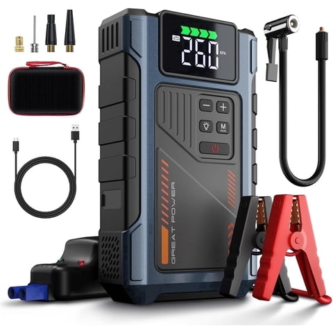 LAFISOON Car Battery Jump Starter with Air Compressor,3000A Jumper Box for Car Battery Portable Booster Jump Pack,12V Jump starter Combo 150PSI Car Tire Inflator Air Pump(up to 8.0L Gas/6.5L Diesel)