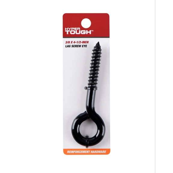 Hyper Tough Steel Lag Screw Eye 3/8 inch x 4-1/2 inch Black