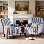 LEGAHOME Vintage Accent Chair, Upholstered Armchair with Nailhead Trim, Linen Fabric Arm Chair Comfort Reading Chair with Solid Wood Legs for Living Room Bedroo