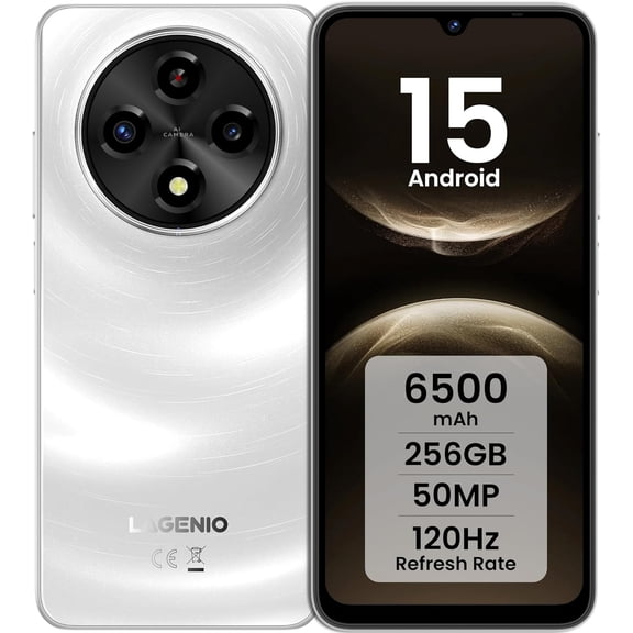LAGENIO A12 Pro Smartphone, Android 15, 24GB 256GB, 6.9 Inch HD-Deep Blue/White/Blue