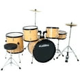 thumbnail image 1 of LAGRIMA Full Size Complete Adult 5 Piece Drum Set with Adjustable Throne, Stainless Steel Cymbals, Pedal & 2 Drumsticks, Double Layer Oil Skins & Double Braced Hardware, Yellow, 22 inch, 1 of 7