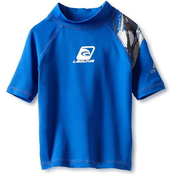 LAGUNA BOYS TOP - RASHGUARD SZ 5 6 BLUE - SWIM SHIRT SHORT UV 50+ QUICK DRY KIDS