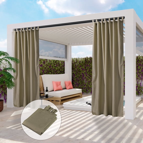 LAGarden 54"x108" Outdoor Privacy Curtain Panel Tab Top UV30+ Patio Lanai Pergola 3 Piece