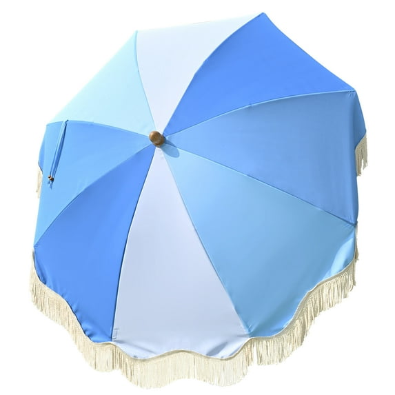 LAGarden 6 Ft Fringe Umbrella Replacement Canopy Top Cover Outdoor Patio Blue