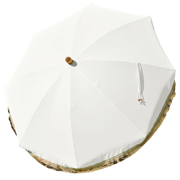 LAGarden 6 Ft Patio Umbrella Replacement Canopy Top Cover Jazz Age Beige with gold sequin