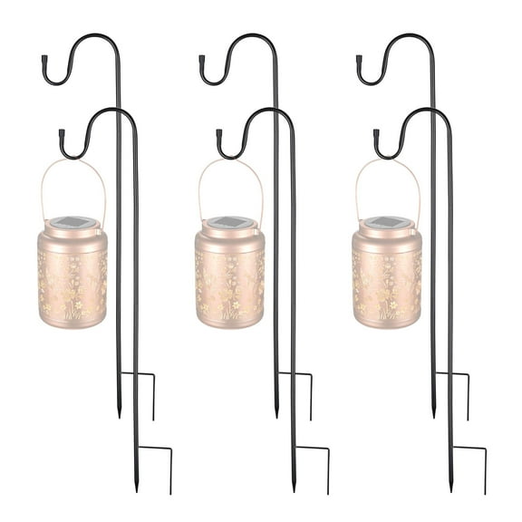 LAGarden 6 Pack Shepherds Hooks 32" Height Adjustable Premium Metal for Bird Feeder Pole Plant Hanger Garden Outdoor