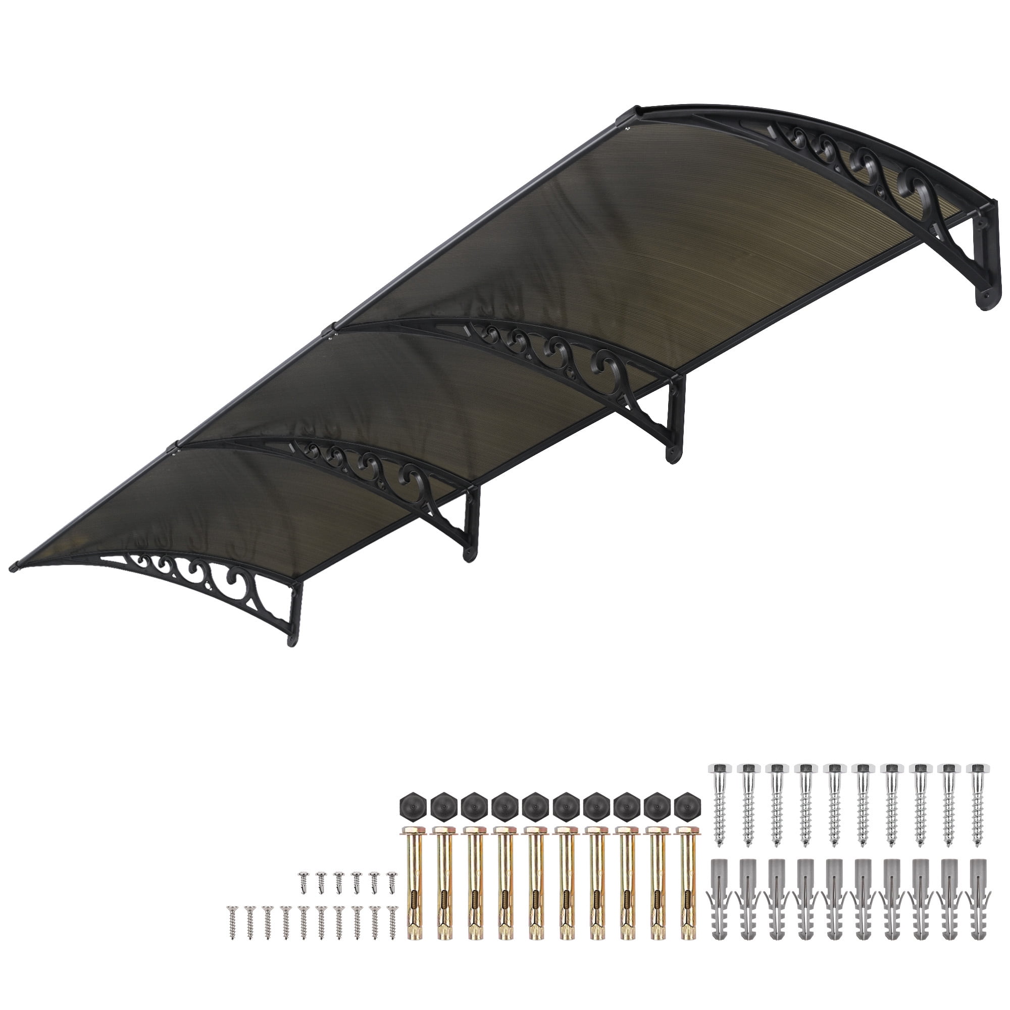 LAGarden Door Window Awning Patio Cover UV Rain Polycarbonate Hollow Sheet Outdoor 2 Pack