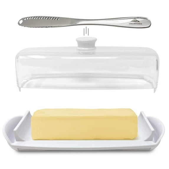 LAH KITCHEN Butter Dish with Knife - Butter Container with Magnetic Lid - Clear