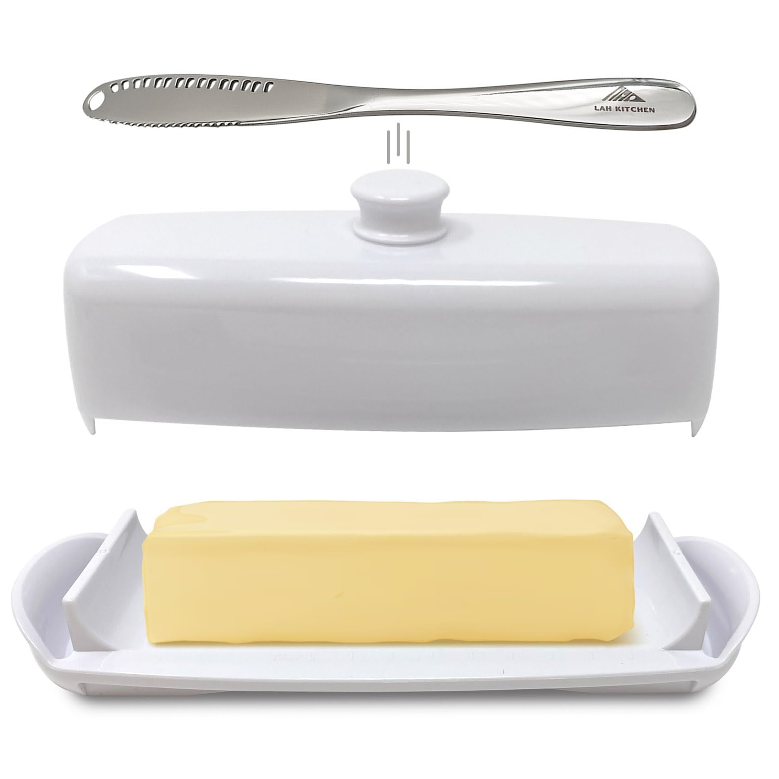 Butter Dish, Covered Butter Dish with lid, Butter for Easy Cutting, Small Butter Container for