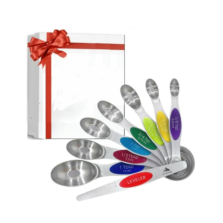 Set Of Magnetic Measuring Spoons Stainless Steel Double-sided
