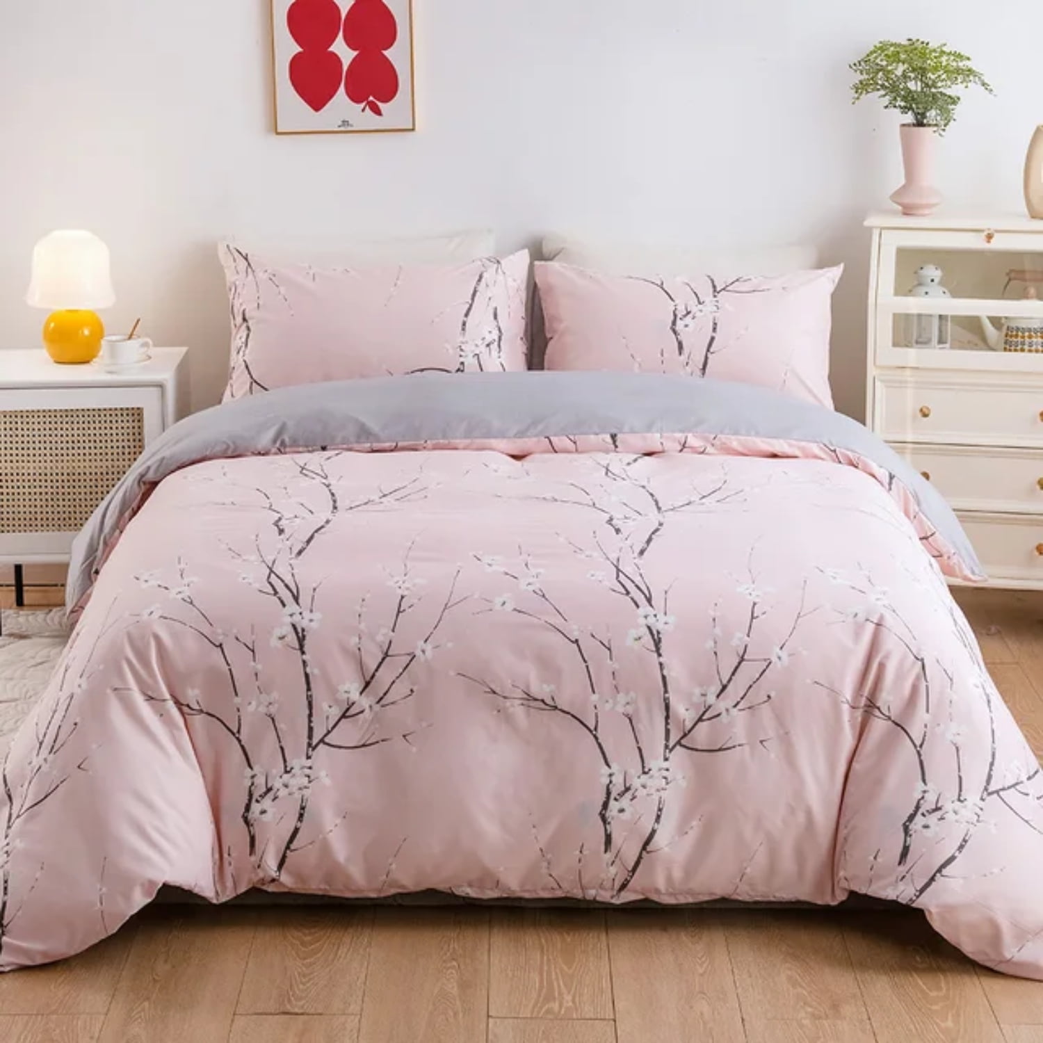 LAHABO Comfortable High Quality Double Duvet Cover Set with Plum