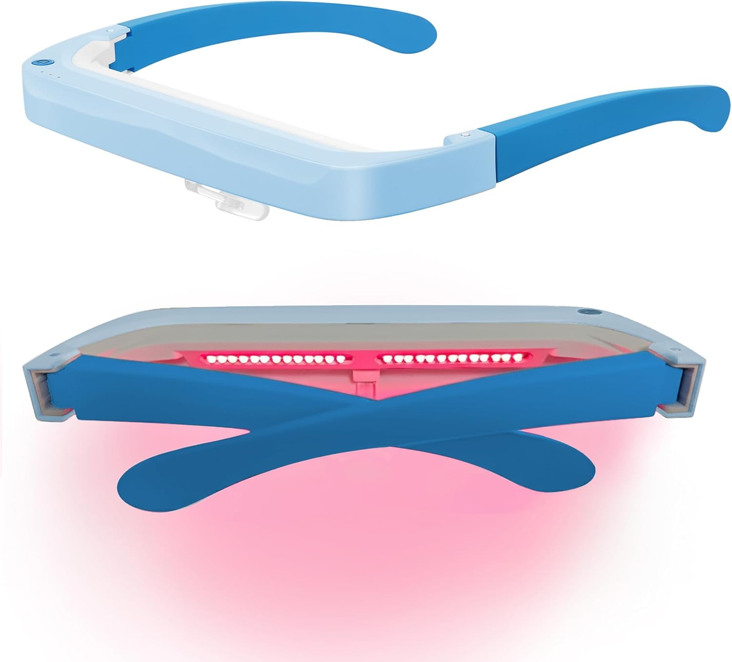 LAHOSH 670nm Red Light Therapy Glasses, 10000 LEDs Eye Care Glasses with 4 Timer Modes, Rechargeable LED Light Therapy for Visual Comfort, Ergonomic Blue White Design, 12.8oz Lightweight