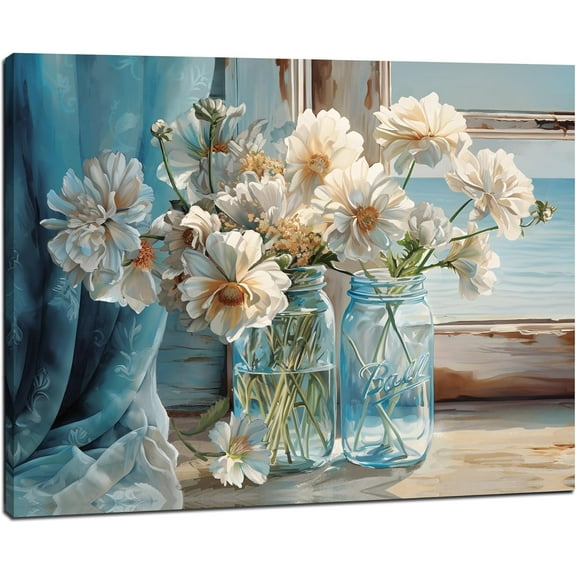 LAIART Modern Home Canvas Wall Art Daisy Flower Picture Rustic Decor Farmhouse Vintage Artwork
