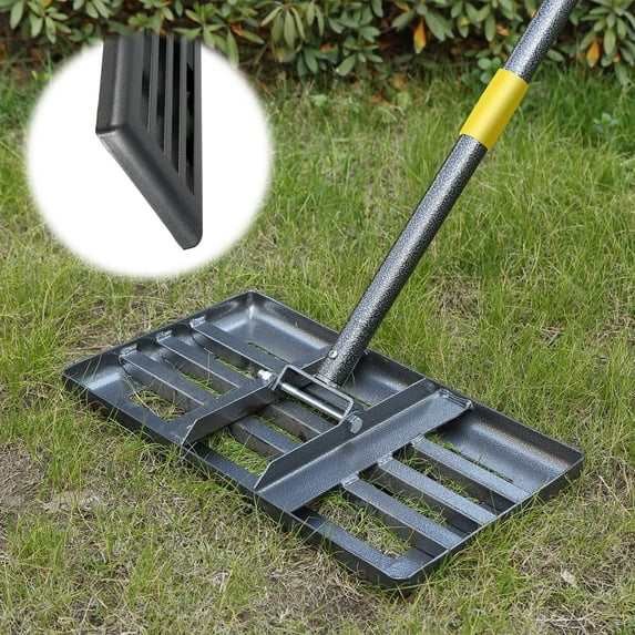 LAIDER HEROS Lawn Leveling Rake, 17''×10'' Lawn Leveler Tool for Lawns with 6ft Handle, Heavy Duty for Yard Garden Golf Course