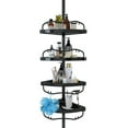 thumbnail image 1 of Tension Pole Shower Caddy Corner, 56-125'' Rustproof Stainless Steel, Adjustable, No Drilling, 4-Tier ABS Baskets, Quick Drain Design - Black, 1 of 8