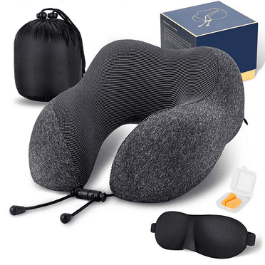 LAIFION Curve-Shaped Memory Foam Neck Pillow, Black