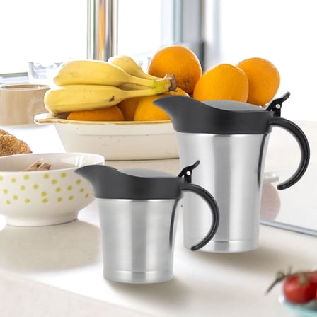 LAILLSH 1Pc Gravy Boat with Lid, Stainless Steel Gravy Jug, Double Wall Insulated Thermal Serving Jug for Gravy, Custard, Cream, Sauce (450ML) - 2026 New Arrival🔥