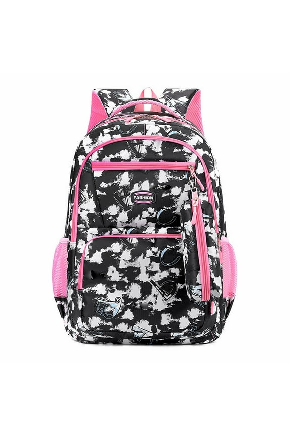 2025 Back to School Primary School Backpack Black Fashion Backpack Colorful Printed Double Shoulder Bag Large Capacity Daypack Ideal for Daily Use Fits Laptops Up Hot Sale