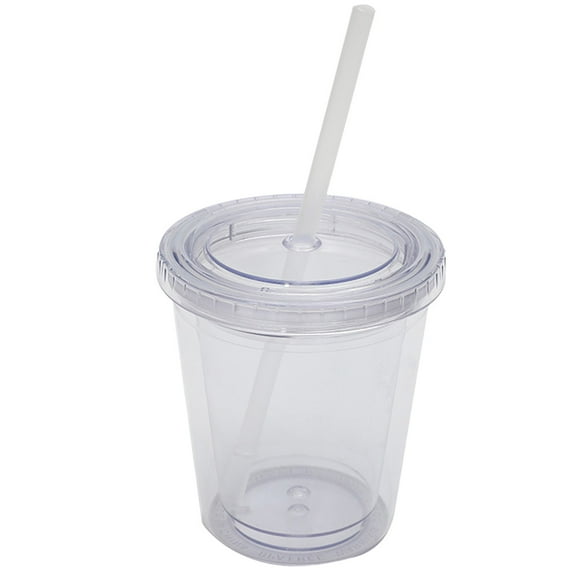 LAILLSH 2025 New Arrival Glass Bottles 1 Set 12OZ/350ml Cup Double Layer Reusable with Lid Travel Clear Ice Coffee Mug