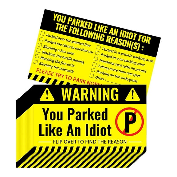 LAILLSH 2026 New Arrival Copier 50Pieces Bad Parking Cards You Parked Like An Cards 3.5 X 2 Inches Bad Parking Stickers Funny Parking Violation Cards With Multi Violation Reasons ( 1)