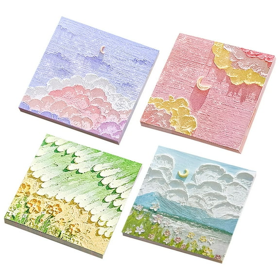 LAILLSH 2026 New Arrival Copier Sticky Notes Oil Painting Stick Notes 4 Themes Aesthetic For Study And Decoration