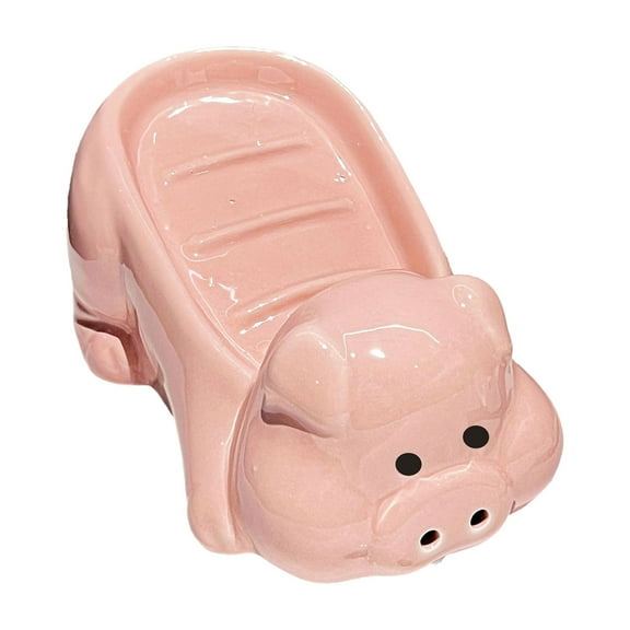 LAILLSH 2026 New Arrival Drain Rack Creative Pig Soap Dish Cute Ceramic Soap Holder with Design for Bathroom Non Water Accumulating Soap Tray