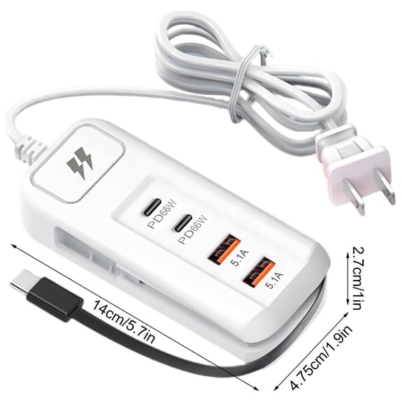 LAILLSH 2026 New Arrival Electrical Tools 66W USB Charging Hub 4 Port 5.1A Multi Charger Dock for Tablet Watch and Multiple Charger Plug