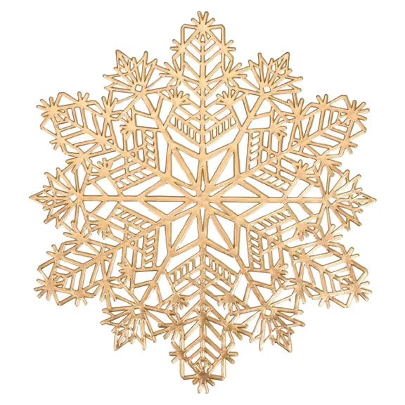 LAILLSH 2026 New Arrival Placemats and Coaster Sets 6 1 Piece of Snowflake Golden Snowflake Circular Vinyl Dining Table Placement Dining Table Holiday Wedding Decoration