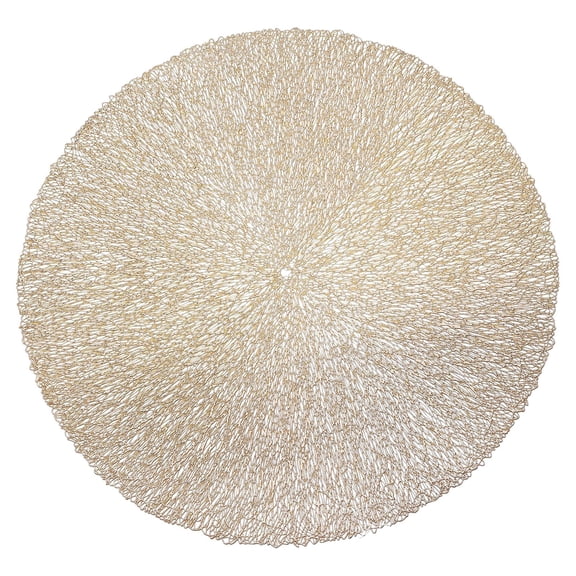 LAILLSH 2026 New Arrival Placemats and Coaster Sets 6 1 Silver Circular Placemat Set 15 Inch Vinyl Placemat Non Heat Washable PVC Hollow Table Mat Used for Dinner Table Decoration