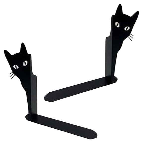 LAILLSH 2026 New Arrival Printer Peeping Cat Metal Bookends Cute Cat Book Ends for Shelves Bookshelf Decorative Objects Home Desk Bookshelf Decor Cat Lover for Women (Black)