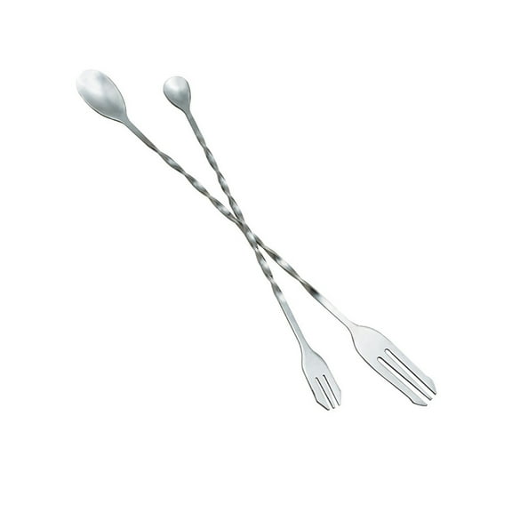LAILLSH 2026 New Arrival Tableware Spoon Double-headed Bar Stirring Stainless Cocktail Mixing Fork Steel Kitchen，Dining & Bar