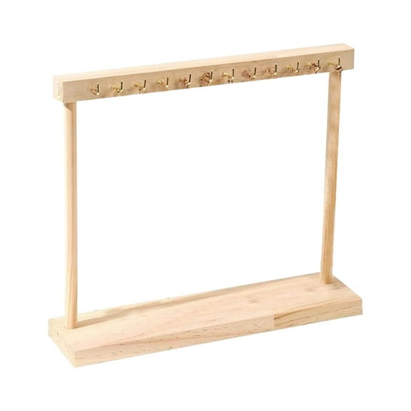 LAILLSH 2026 New Hooks For Hanging Heavy Duty Solid Wood Necklace Display Stand 12 Slot Jewelry Organizer Sturdy Stable Necklace Holder For Storage & Display Ideal For Lovers Home Vanity Decor