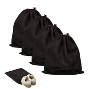 4 Pcs Shoe Bags for Travel, 17.7" x 13.8" Dustproof Shoe Bags with Drawstring Closure,Washable & Reusable(Black)
