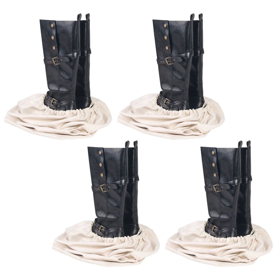 LAIMEIWEE Drawstring Boot Storage Bags 4-Pack, 21 x 12 in, Hiking & Travel(Beige)
