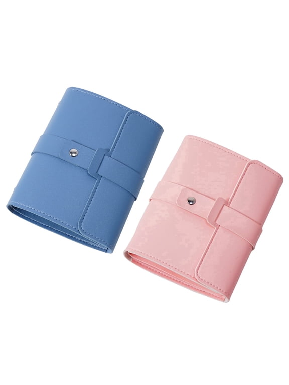 Foldable PU Leather Earring Organizer Book, Pink & Blue, 2-Pack