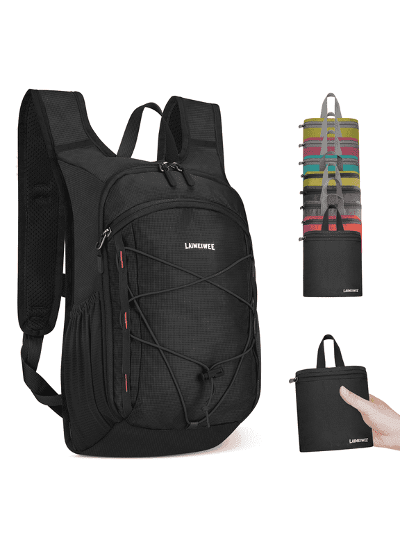Small Hiking Backpack, 13L Lightweight Foldable Travel Backpack for Men Women, Packable Daypack Hiking Bag for Camping Walking,Black