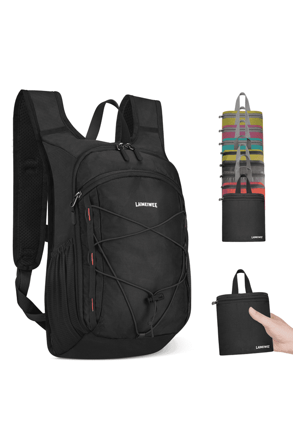 Small Hiking Backpack, 13L Lightweight Foldable Travel Backpack for Men Women, Packable Daypack Hiking Bag for Camping Walking,Black